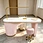 Single nail tech desk  Gold trim beauty table  Fluted Nail Desk
